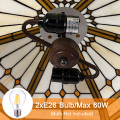 Capulina Tiffany Lamp Cream Hexagon Stained Glass Pendant Light 2-Light