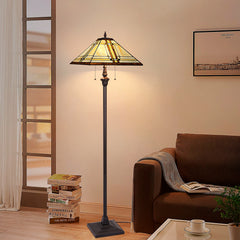 Capulina Tiffany Lamp Cream Mission Stained Glass Floor Lamp 2-Light