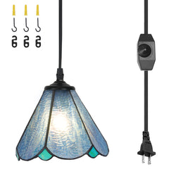 Cotoss Tiffany Pendant Light 1 - Light7 inch hanging pendant plug in Pendant,Perfect for a bedroom nightstand