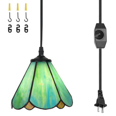 Cotoss Tiffany Pendant Light 1 - Light7 inch hanging pendant plug in Pendant,Perfect for a bedroom nightstand