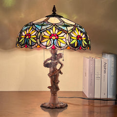 Capulina Tiffany Table Lamp Base Replacement for 14-18 Inches Lampshade Pole Height 26.7 Inches Bronze Finished Zinc Alloy Base
