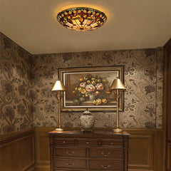 Tiffany Ceiling Lights, Stained Glass Ceiling Light 3-Lights 16 Inch Tiffany Flush Mount Ceiling Light for Bedroom Dining Living Room Entryway Foyer