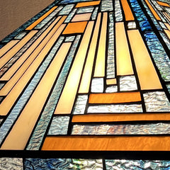 Capulina Tiffany Lamp Amber Blue Stained Glass Table Lamp 2-Light