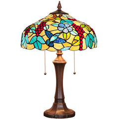Capulina Tiffany Lamp Grape Style Stained Glass Table Lamp 2-Light