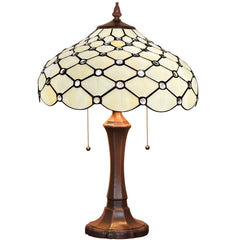 Capulina Tiffany Lamp Beige Beads Stained Glass Table Lamp 2-Light
