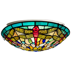 Tiffany Ceiling Lights, Stained Glass Ceiling Light 3-Lights 16 Inch Tiffany Flush Mount Ceiling Light for Bedroom Dining Living Room Entryway Foyer