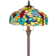 Capulina Tiffany Lamp Grape Style Stained Glass Floor Lamp 2-Light
