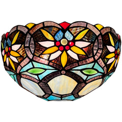Capulina Tiffany Lamp Sunflower Style Stained Glass Wall Sconce 12" Wide