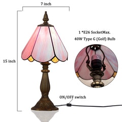 Cotoss Tiffany Table Lamp,Handcrafts Stained Glass Style Table Light,Small Desk Bedside Table Night Lamp for Living Room Bedroom Study Office Bookcase Desk Light