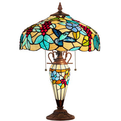 Tiffany Lamp Grapefruit Orange Stained Glass Table Lamp 3-Light