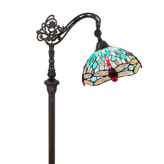 ARTZONE Antique Tiffany Floor Lamp Stained Glass Gooseneck Floor Lamp