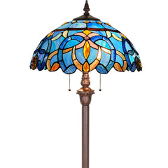 Capulina Tiffany Lamp Blue Brown Stained Glass Floor Lamp 2-Light