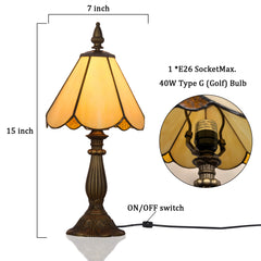 Cotoss Tiffany Table Lamp,Handcrafts Stained Glass Style Table Light,Blue Small Desk Bedside Table Night Lamp for Living Room Bedroom Study Office Bookcase Desk Light