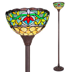 Capulina Tiffany Lamp Antique Rome Stained Glass Torchiere Floor Lamp