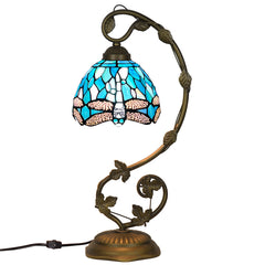 Tiffany Table Lamp, Tiffany Table Lights Antique Stained Glass Bedside Table Lamp for Bedside/Desk Reading/Living Room/Home Office/Bedroom(Dragonfly)