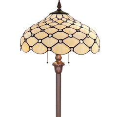 Capulina Tiffany Lamp Antique Beige Beads Stained Glass Floor Lamp 2-Light