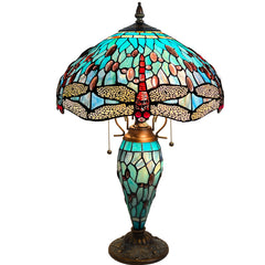 ARTZONE Tiffany Table Lamp with Nighlight Antique Stained Glass Table Lamp