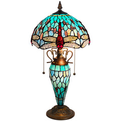 ARTZONE Tiffany Table Lamp with Nighlight Antique Stained Glass Table Lamp