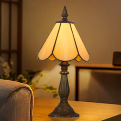 Cotoss Tiffany Table Lamp,Handcrafts Stained Glass Style Table Light,Blue Small Desk Bedside Table Night Lamp for Living Room Bedroom Study Office Bookcase Desk Light