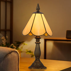 Cotoss Tiffany Table Lamp,Handcrafts Stained Glass Style Table Light,Blue Small Desk Bedside Table Night Lamp for Living Room Bedroom Study Office Bookcase Desk Light