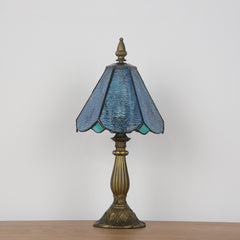 Cotoss Tiffany Table Lamp,Handcrafts Stained Glass Style Table Light,Blue Small Desk Bedside Table Night Lamp for Living Room Bedroom Study Office Bookcase Desk Light