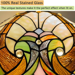 COTOSS Tiffany Pendant Light fixtures 16 Wide Stained Glass Pendant Lighting Vintage Style 2 Lights Hanging Lamp for Kitchen Dining Room Bedroom