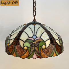 COTOSS Tiffany Pendant Light fixtures 16 Wide Stained Glass Pendant Lighting Vintage Style 2 Lights Hanging Lamp for Kitchen Dining Room Bedroom