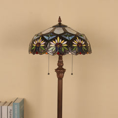 Capulina Tiffany Lamp Sunflower Stained Glass Floor Lamp 2-Light