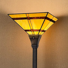 Thatyears Tiffany Torchiere Floor Lamps Cream Brown Style Stained Glass 12X12X69 Inches Antique Pole Standing Uplight Lamps Decor Living Room Bedroom Home Office