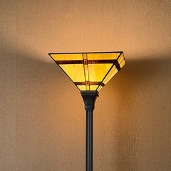 Thatyears Tiffany Torchiere Floor Lamps Cream Brown Style Stained Glass 12X12X69 Inches Antique Pole Standing Uplight Lamps Decor Living Room Bedroom Home Office