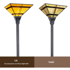 Thatyears Tiffany Torchiere Floor Lamps Cream Brown Style Stained Glass 12X12X69 Inches Antique Pole Standing Uplight Lamps Decor Living Room Bedroom Home Office