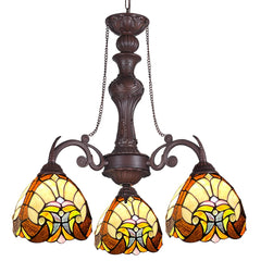 COTOSS Tiffany Hanging Chandeliers for Dining Room 3 Lights Stained Glass Kitchen Lighting Fixtures Antique Style Ceiling Pendant Lamp for Living Room Foyer Entryway Visit the COTOSS Store