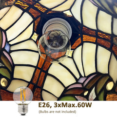 COTOSS Tiffany Hanging Chandeliers for Dining Room 3 Lights Stained Glass Kitchen Lighting Fixtures Antique Style Ceiling Pendant Lamp for Living Room Foyer Entryway Visit the COTOSS Store