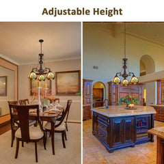 COTOSS Tiffany Hanging Chandeliers for Dining Room 3 Lights Stained Glass Kitchen Lighting Fixtures Antique Style Ceiling Pendant Lamp for Living Room Foyer Entryway Visit the COTOSS Store