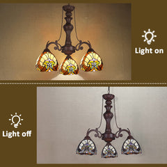 COTOSS Tiffany Hanging Chandeliers for Dining Room 3 Lights Stained Glass Kitchen Lighting Fixtures Antique Style Ceiling Pendant Lamp for Living Room Foyer Entryway Visit the COTOSS Store