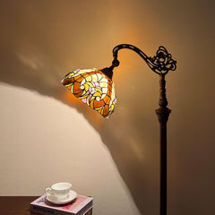 COTOSS Tiffany Reading Floor Lamp,Stained Glass Gooseneck Floor Light for Reading,Antique Style Arched Tall Standing Lamp for Living Room Bedroom and Office