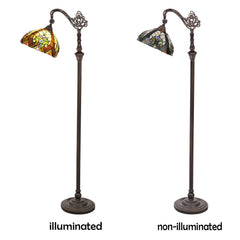 COTOSS Tiffany Reading Floor Lamp,Stained Glass Gooseneck Floor Light for Reading,Antique Style Arched Tall Standing Lamp for Living Room Bedroom and Office