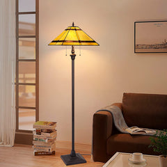 Thatyears Tiffany Floor Lamps, Cream Cross Mission Style Stained Glass 16X16X65 Inches Antique Pole Standing Reading Lamps Decor Living Room Bedroom Home Office