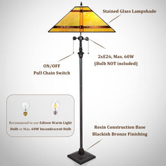 Thatyears Tiffany Floor Lamps, Cream Cross Mission Style Stained Glass 16X16X65 Inches Antique Pole Standing Reading Lamps Decor Living Room Bedroom Home Office