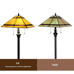 Thatyears Tiffany Floor Lamps, Cream Cross Mission Style Stained Glass 16X16X65 Inches Antique Pole Standing Reading Lamps Decor Living Room Bedroom Home Office