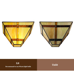 Thatyears Tiffany Style Wall Sconce Lamp-12'' Stained Glass Mission Tiffany Sconces Wall Lighting for Living Room Bedroom Corridor Hallway