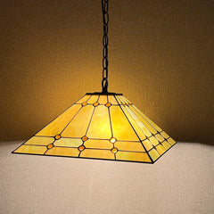 Thatyears Tiffany Pendant Light 16 Inches Cream Crytal Mission Style Stained Glass Hanging Lamp for Kitchen Island Dining Room Bedroom Home Office
