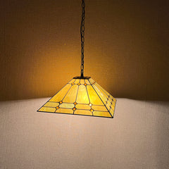 Thatyears Tiffany Pendant Light 16 Inches Cream Crytal Mission Style Stained Glass Hanging Lamp for Kitchen Island Dining Room Bedroom Home Office