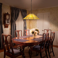 Thatyears Tiffany Pendant Light 16 Inches Cream Crytal Mission Style Stained Glass Hanging Lamp for Kitchen Island Dining Room Bedroom Home Office