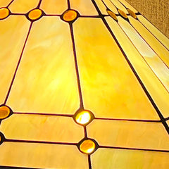 Thatyears Tiffany Pendant Light 16 Inches Cream Crytal Mission Style Stained Glass Hanging Lamp for Kitchen Island Dining Room Bedroom Home Office