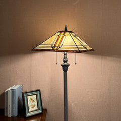 Thatyears Tiffany Floor Lamp Cream Diamond Style Stained Glass 16X16X65 inches Standing Lamp for Living Room Bedroom Office