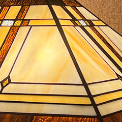Thatyears Tiffany Table Lamp, Cream Diamond Style Stained Glass Table Lamp 16X16X24 Inches Mother-Daughter Vase Desk Lamp Decor for Bedroom Living Room Home Office