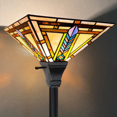 Thatyears Tiffany Torchiere Floor Lamps Firecracker Style Stained Glass 12X12X69 Inches Antique Pole Standing Uplight Lamps Decor Living Room Bedroom Home Office