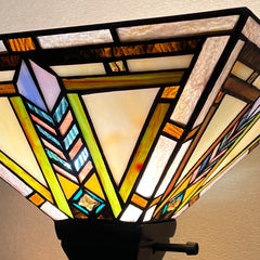 Thatyears Tiffany Torchiere Floor Lamps Firecracker Style Stained Glass 12X12X69 Inches Antique Pole Standing Uplight Lamps Decor Living Room Bedroom Home Office