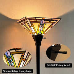 Thatyears Tiffany Torchiere Floor Lamps Firecracker Style Stained Glass 12X12X69 Inches Antique Pole Standing Uplight Lamps Decor Living Room Bedroom Home Office